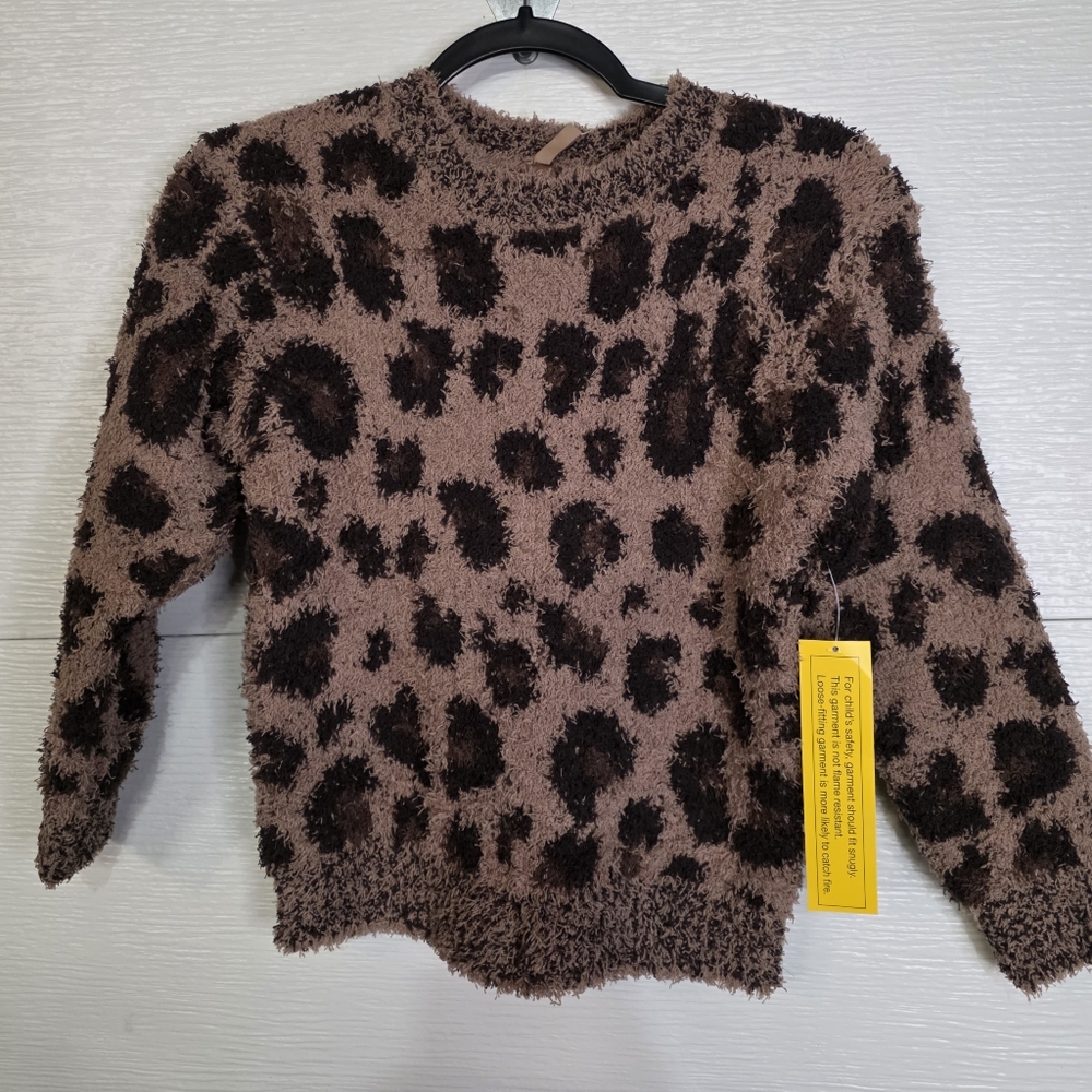 SKIMS Leopard Print Fuzzy Sweater Kids 8/10